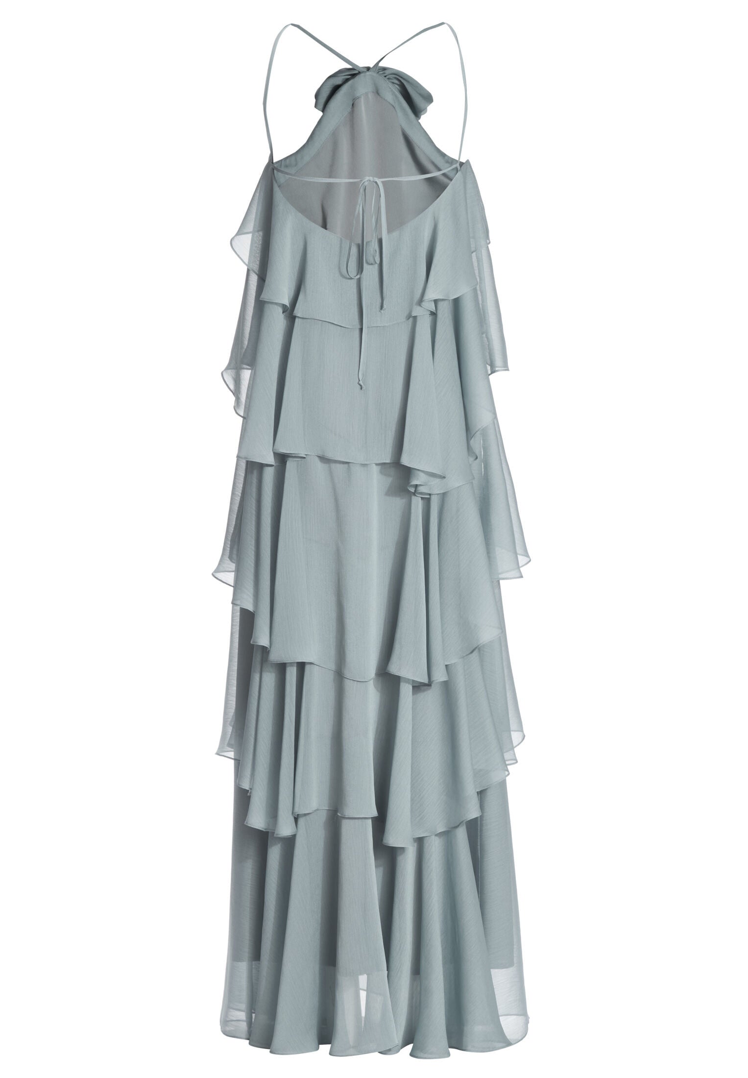 Abendkleid aus Crinkle Chiffon mit gestuften Volants