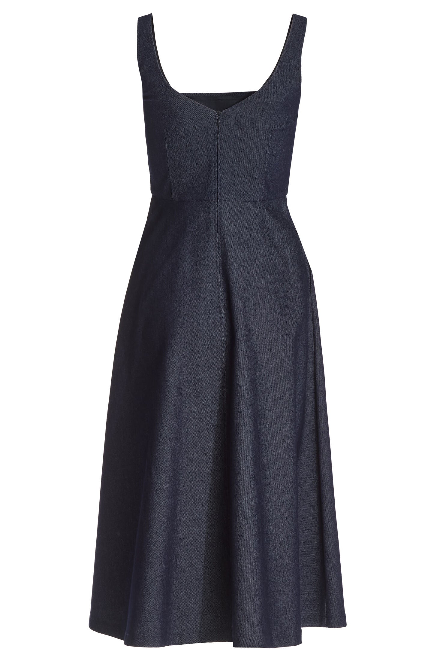 Midi Kleid mit Karree-Ausschnitt aus Dark Denim