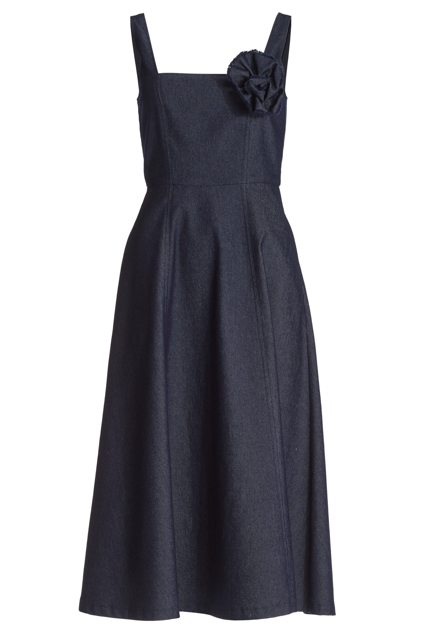 Midi Kleid mit Karree-Ausschnitt aus Dark Denim