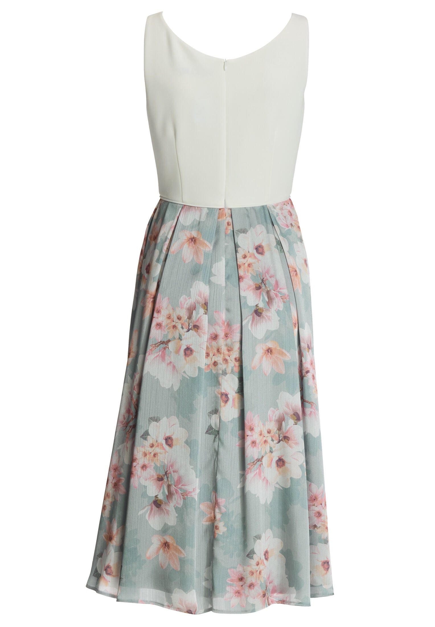 Cocktailkleid mit floral bedrucktem Rock und Scuba Oberteil