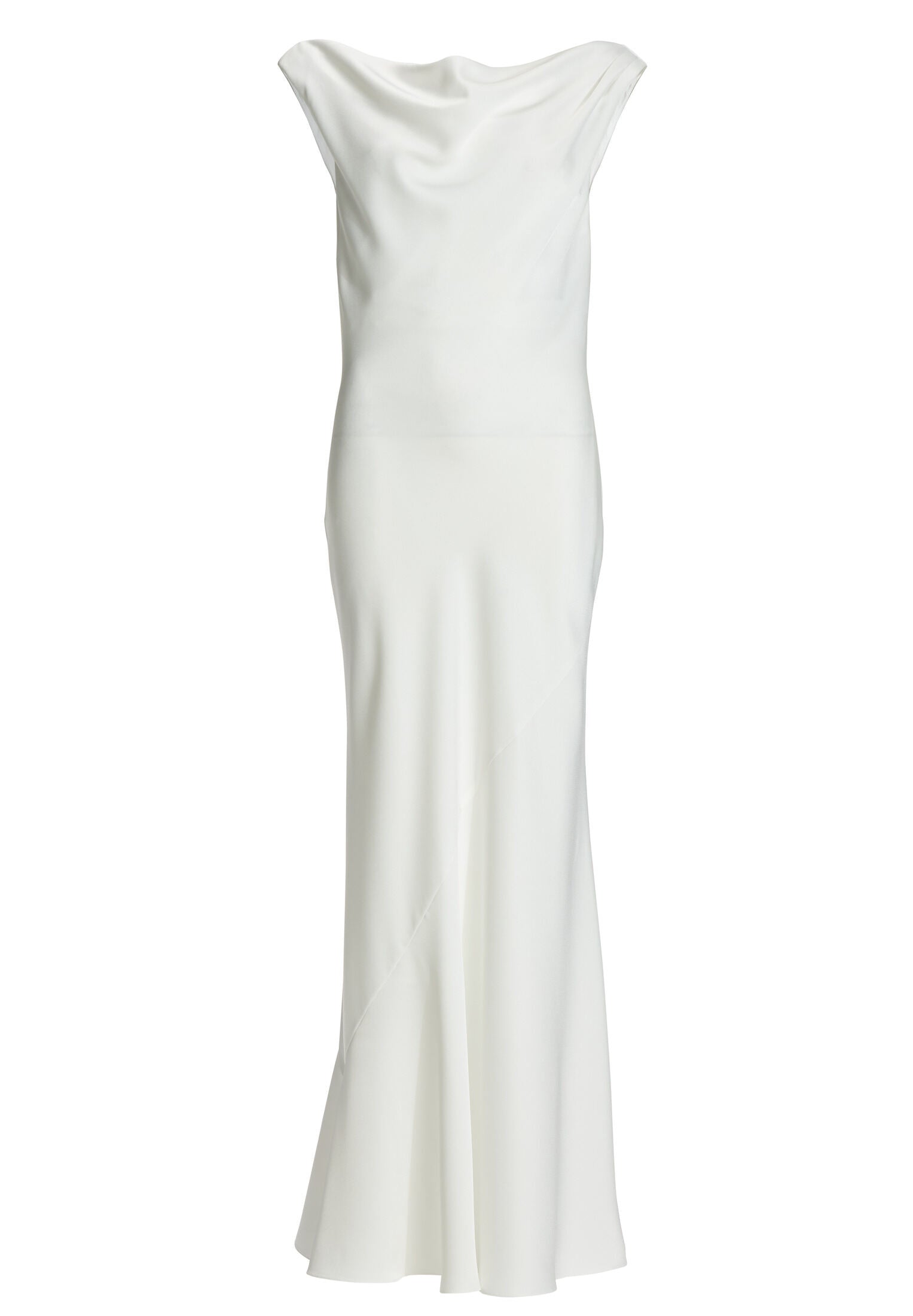 Abendkleid aus Satin mit Wasserfall Ausschnitt