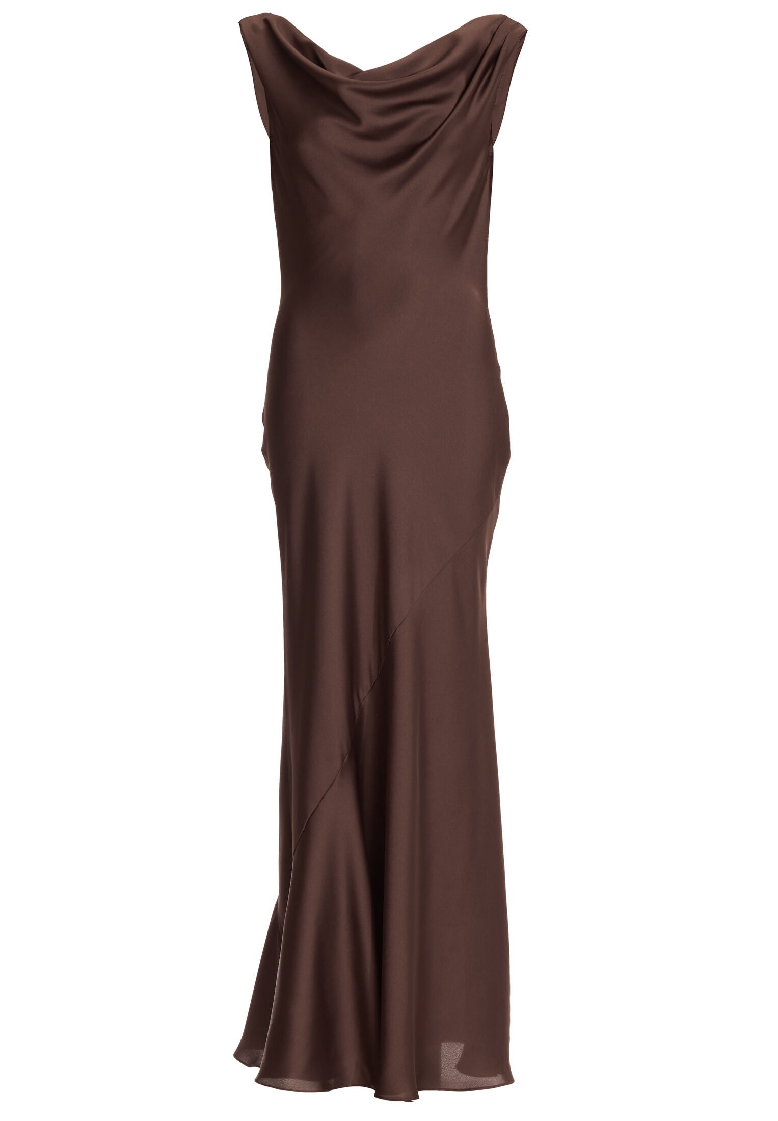 Abendkleid aus nachhaltigem Satin mit Wasserfall Ausschnitt