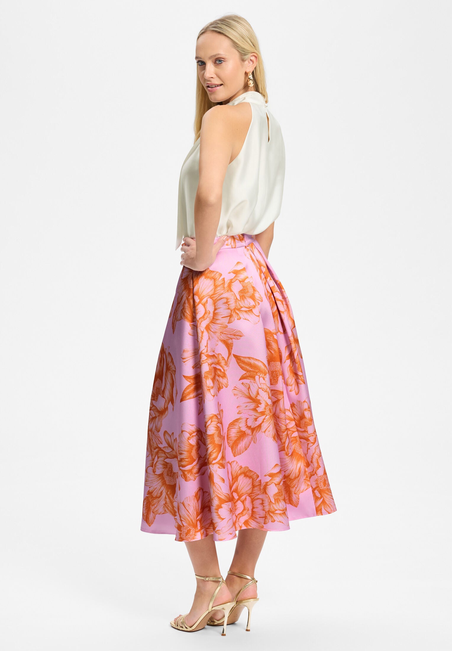 Faltenrock aus bedrucktem Twill