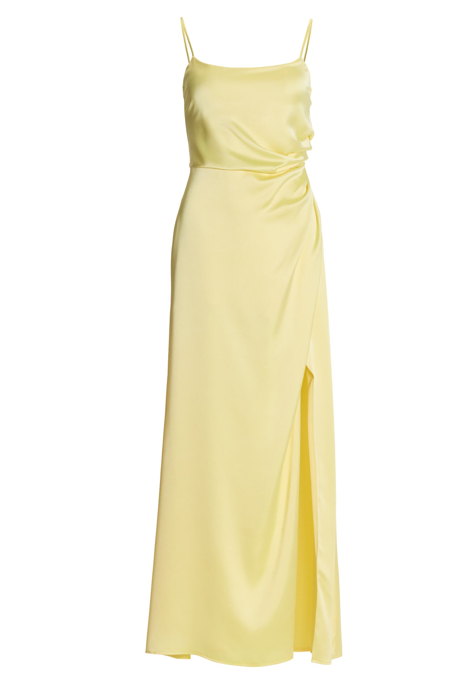 Figurbetontes Abendkleid aus Stretch Satin mit Spaghetti Trägern