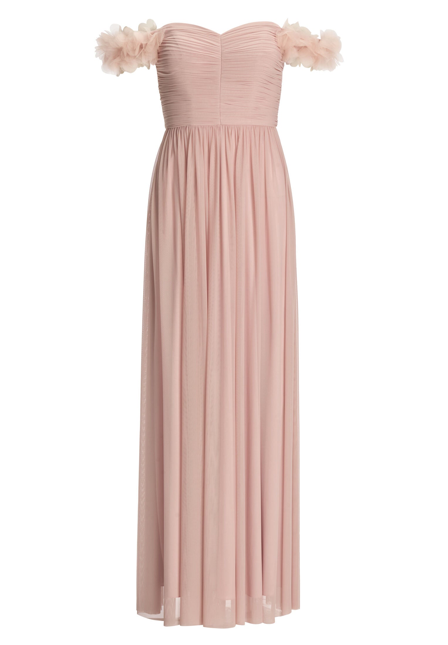 Off-Shoulder Abendkleid mit Blütenapplikation