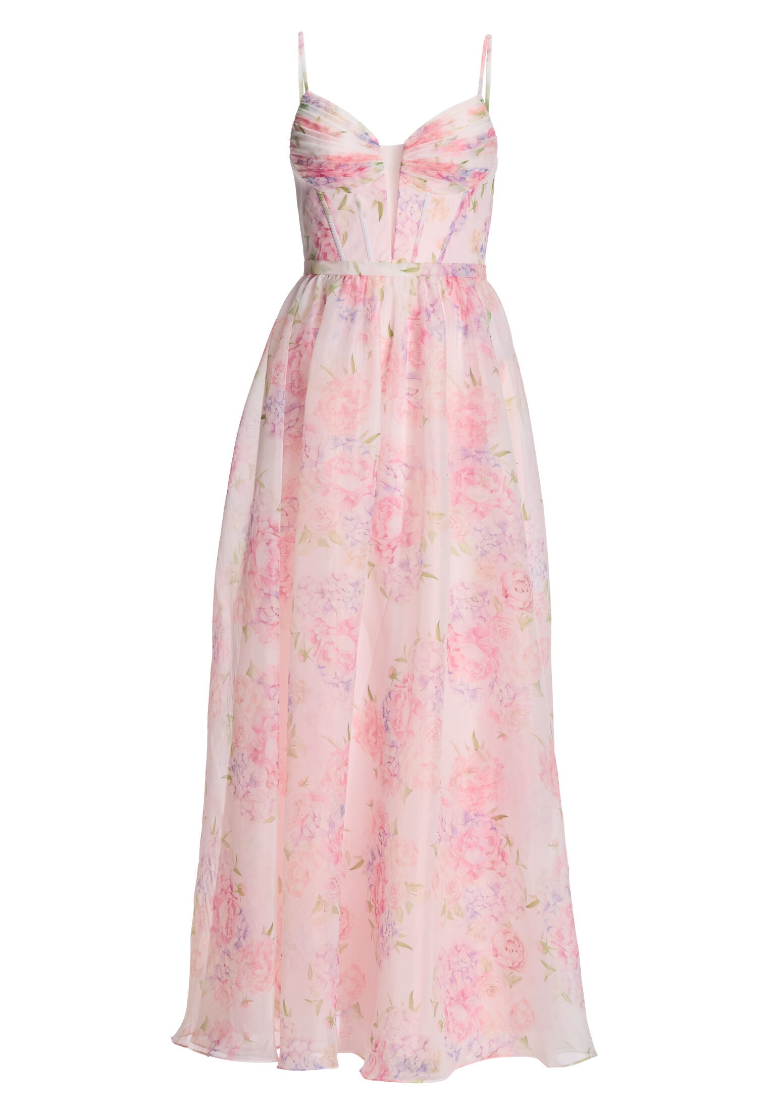 Fließendes Organzakleid mit floralem Print