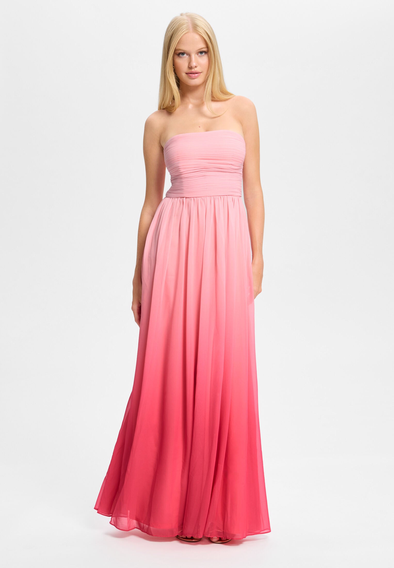 Abendkleid mit Chiffonrock im Ombré-Look ballet rose | coral ombre