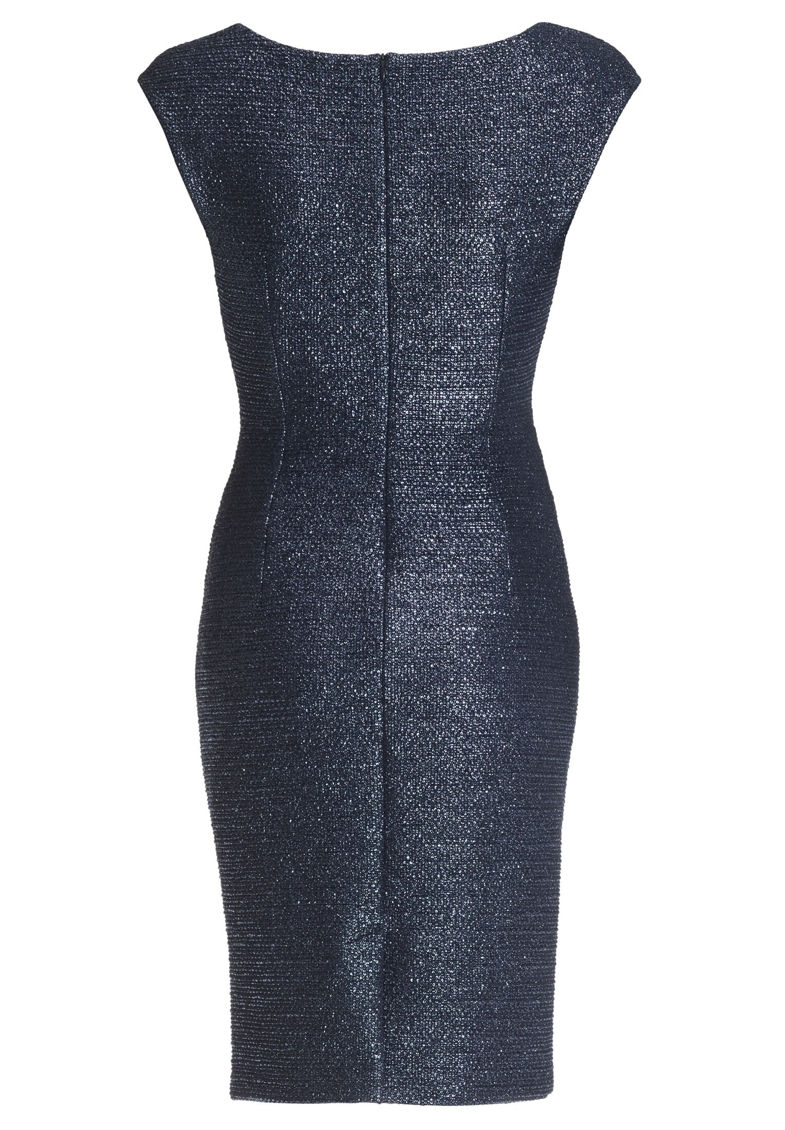 Cocktailkleid aus foliertem Jersey in Bouclé Optik mit Drapierungen