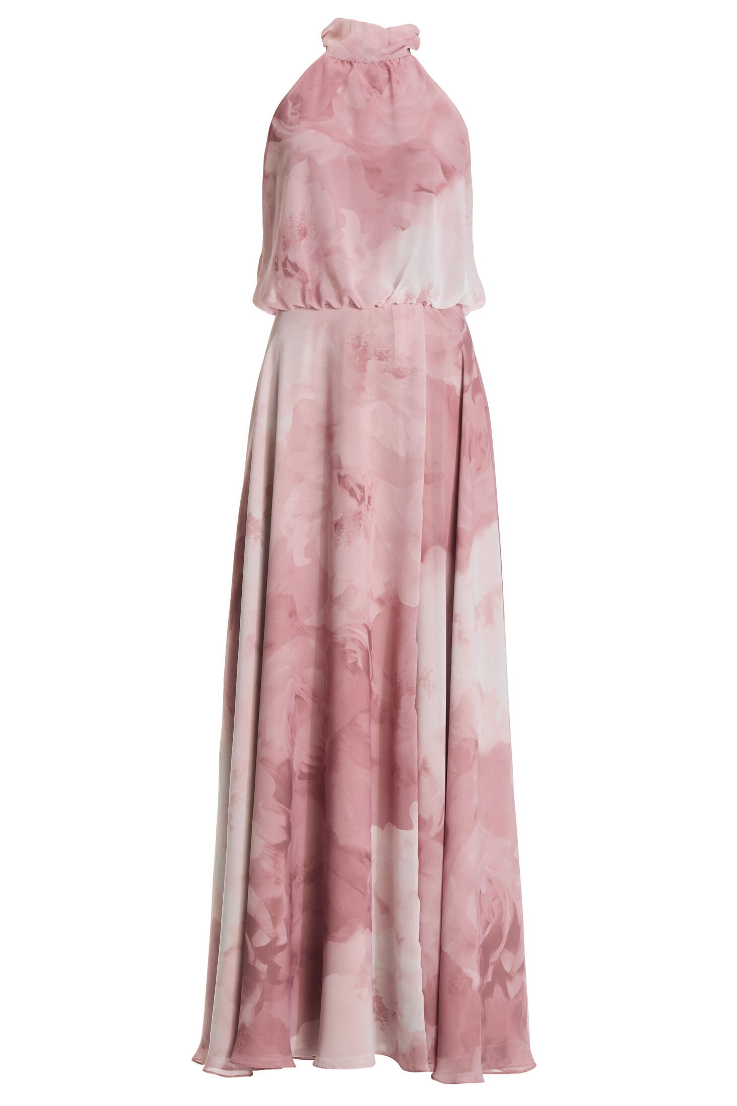 Abendkleid mit blusigem Top aus floral bedrucktem Chiffon