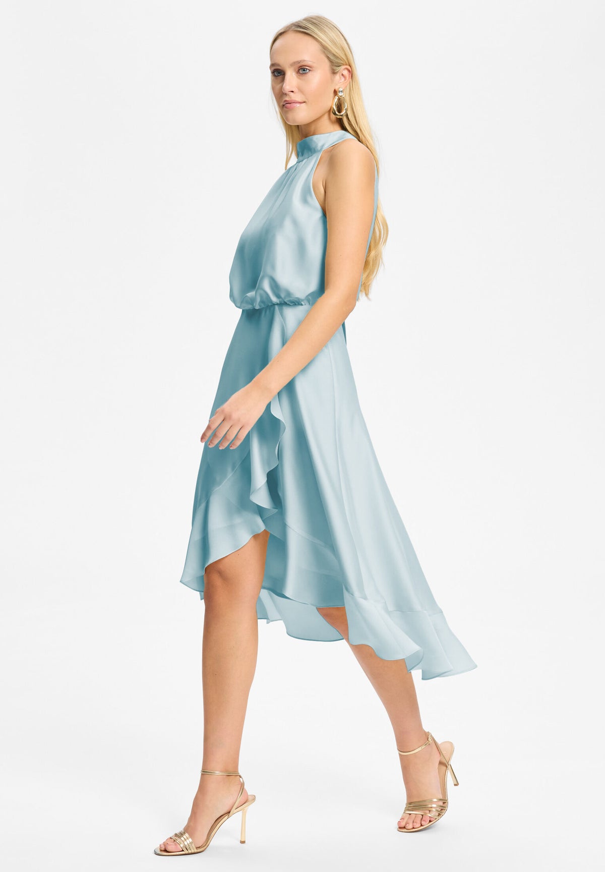 Cocktailkleid aus Satin mit Volant