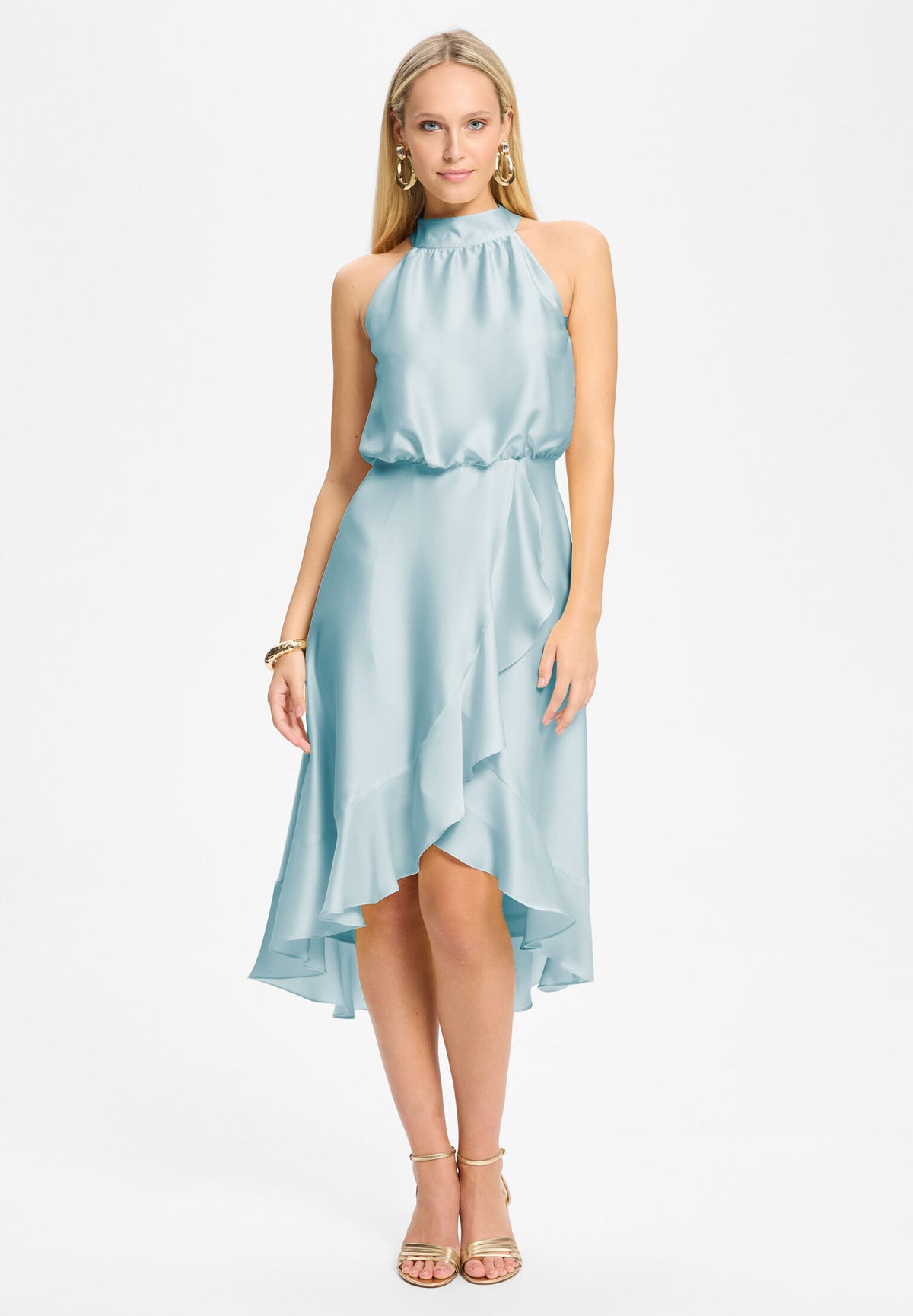 Cocktailkleid aus Satin mit Volant baby blue