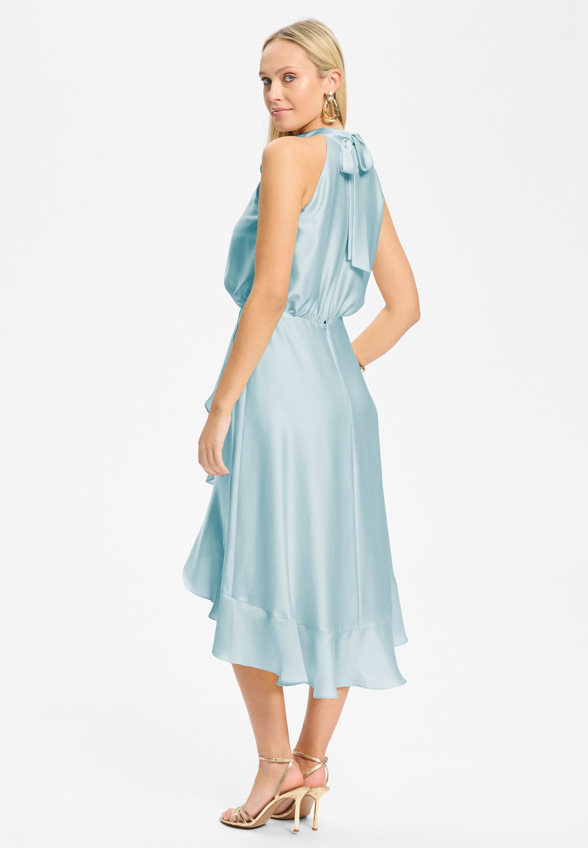 Cocktailkleid aus Satin mit Volant