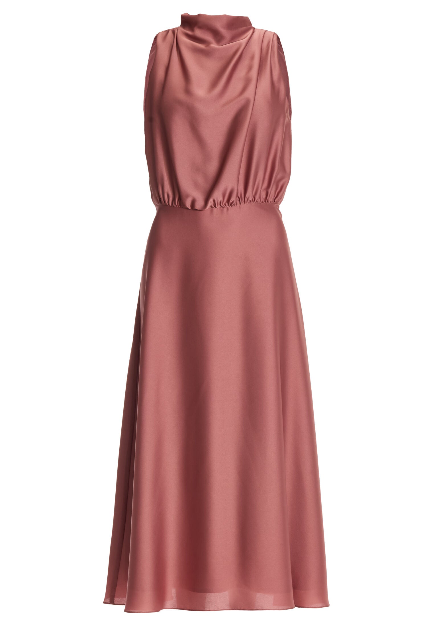 Midi Kleid aus Satin mit Drapierung
