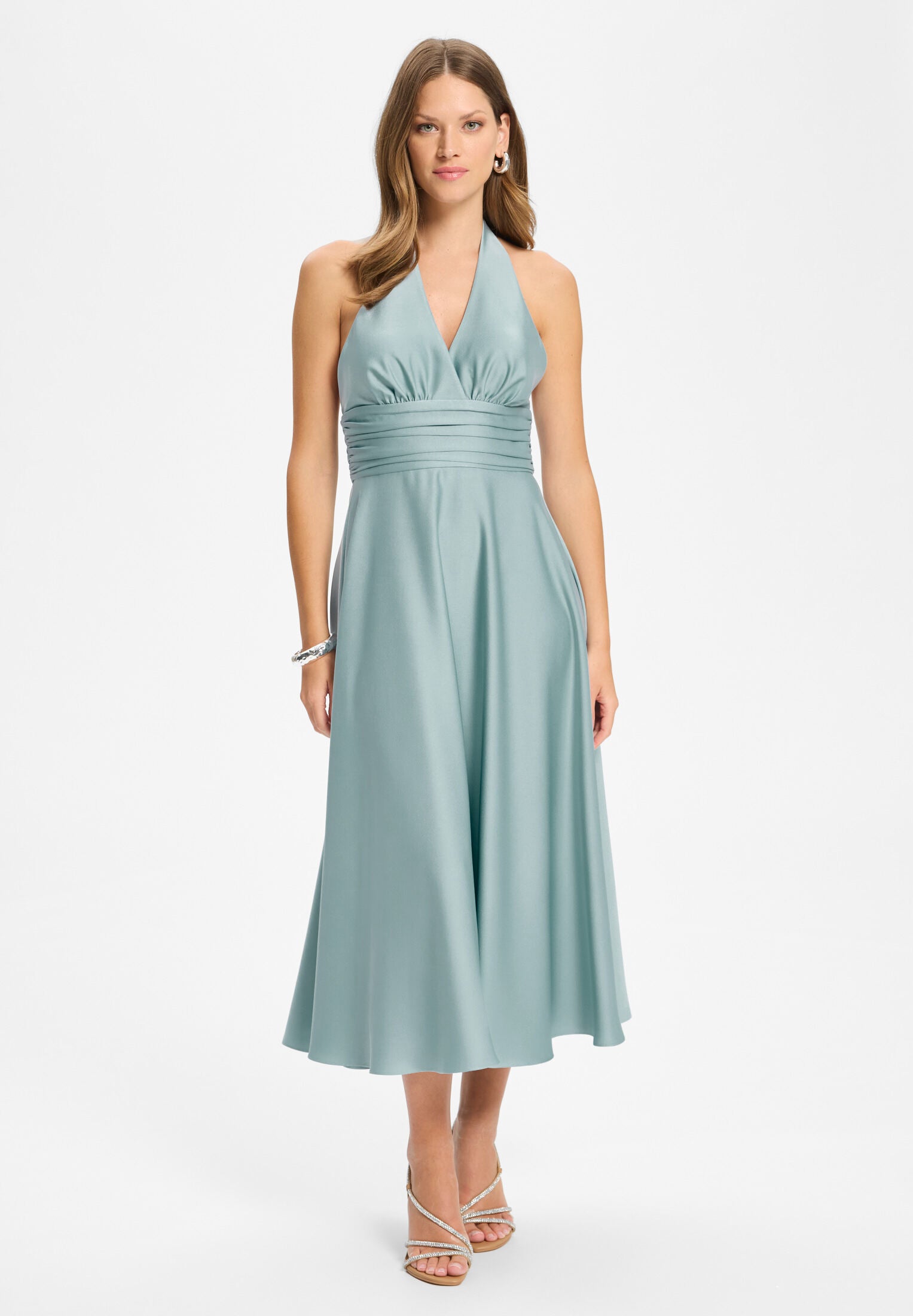 Neckholder Kleid aus Satin baby blue