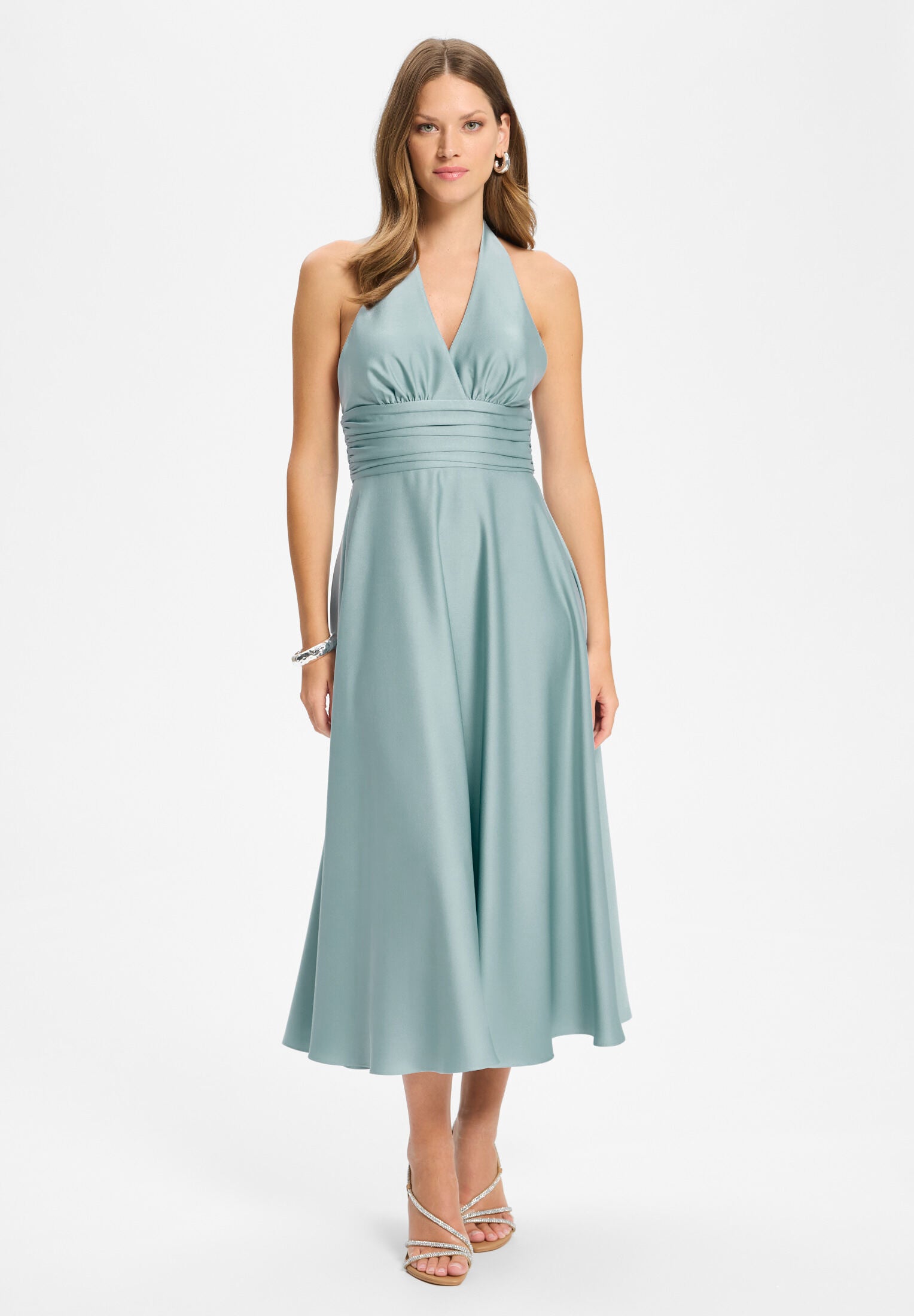 Neckholder Kleid aus Satin baby blue