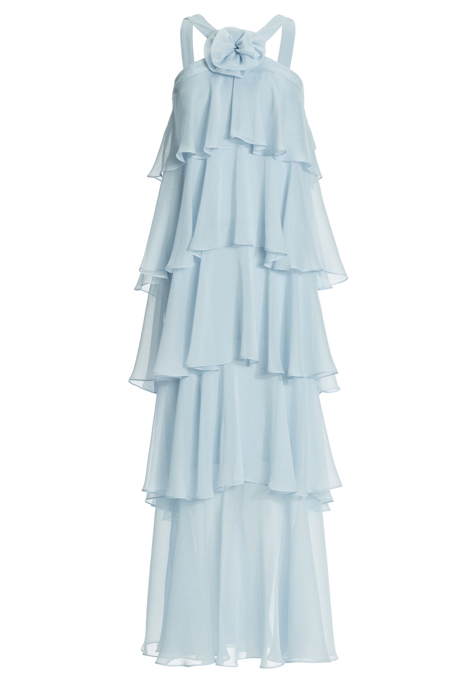 Abendkleid aus Crinkle Chiffon mit gestuften Volants