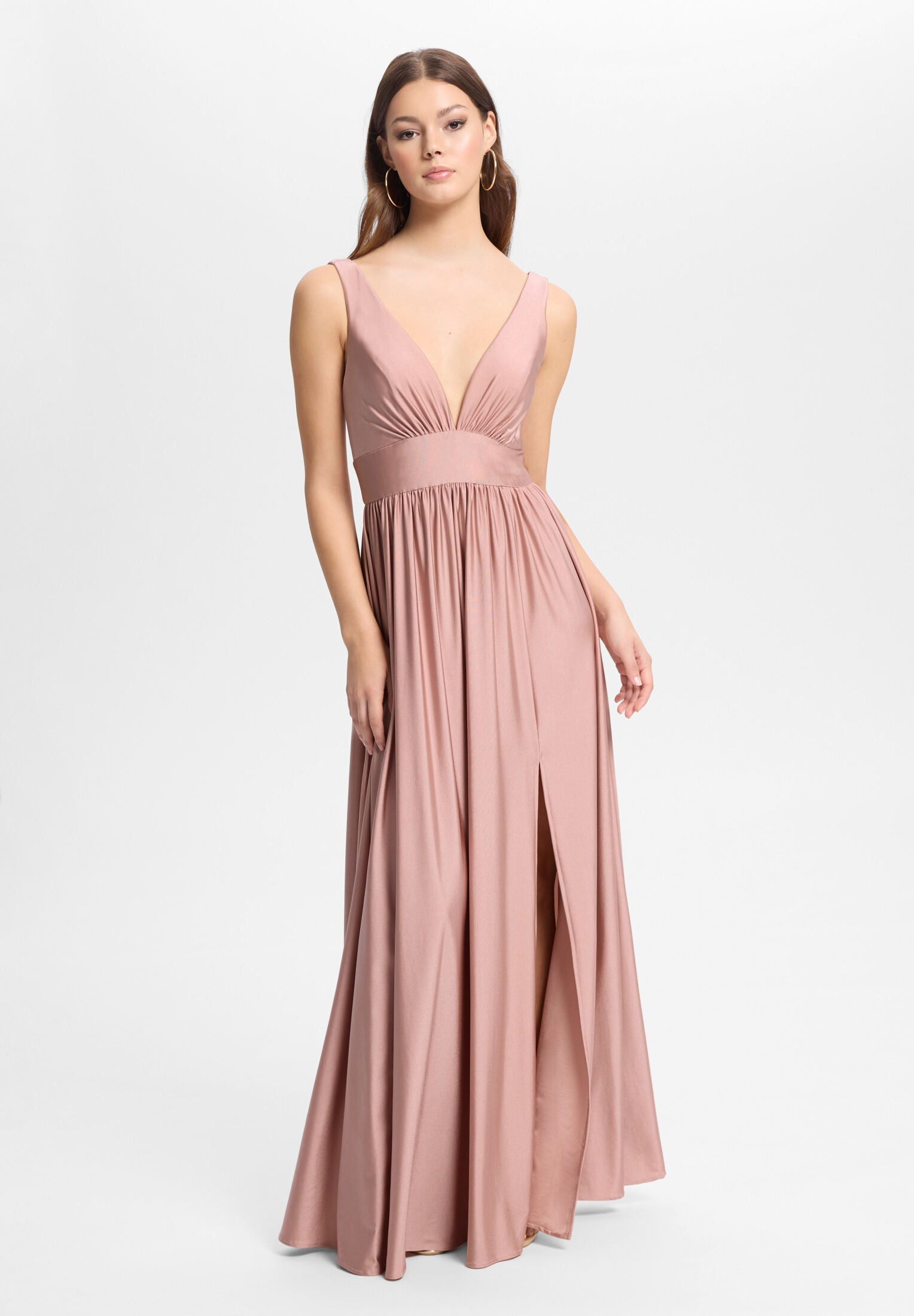 Empire Abendkleid aus Jersey mit Beinschlitz pale lipstick