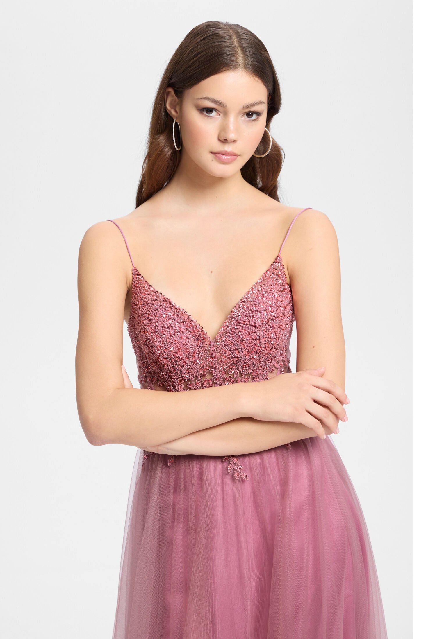 Tüllkleid mit Stickerei