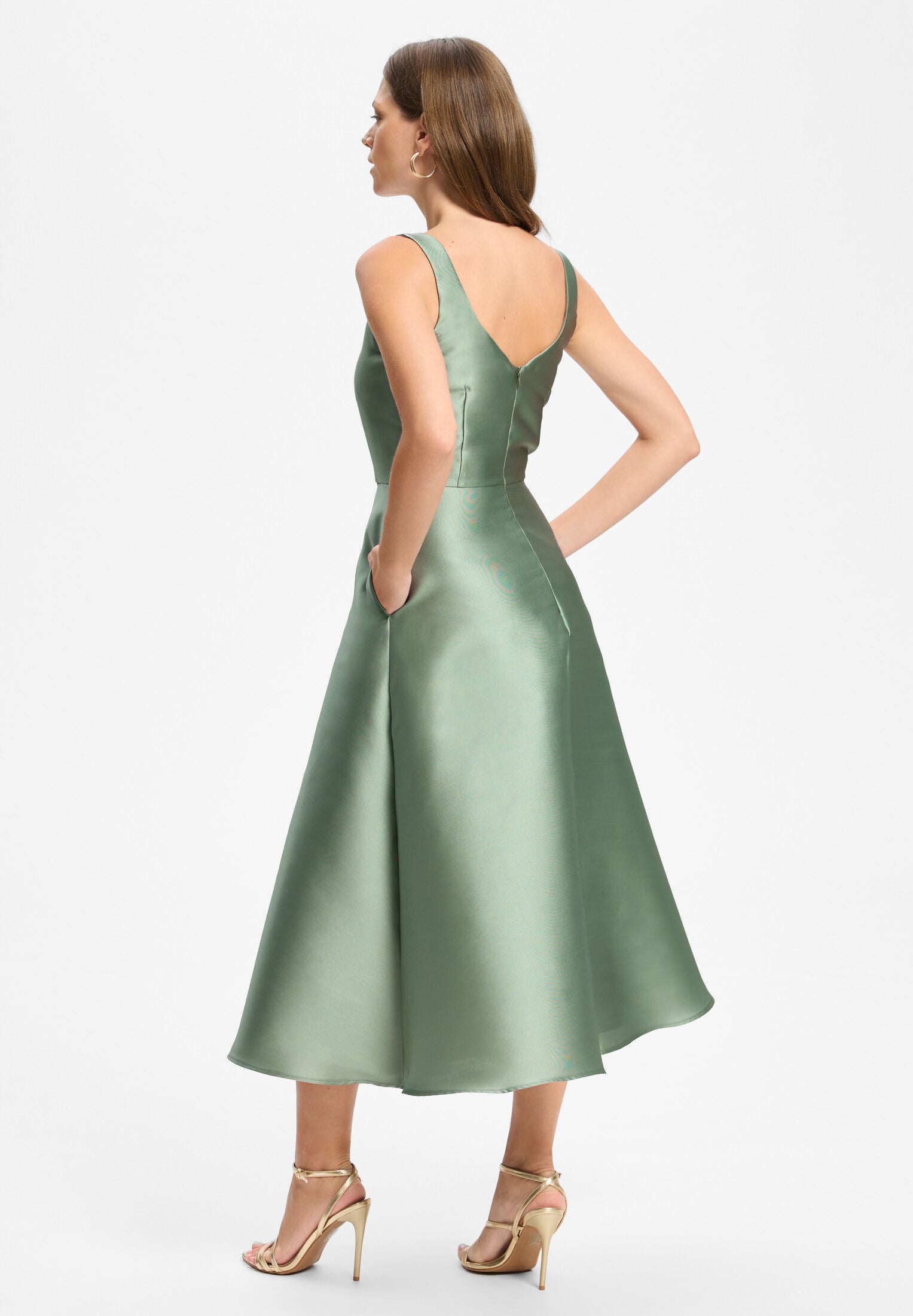 Cocktailkleid mit Karree-Ausschnitt aus Twill