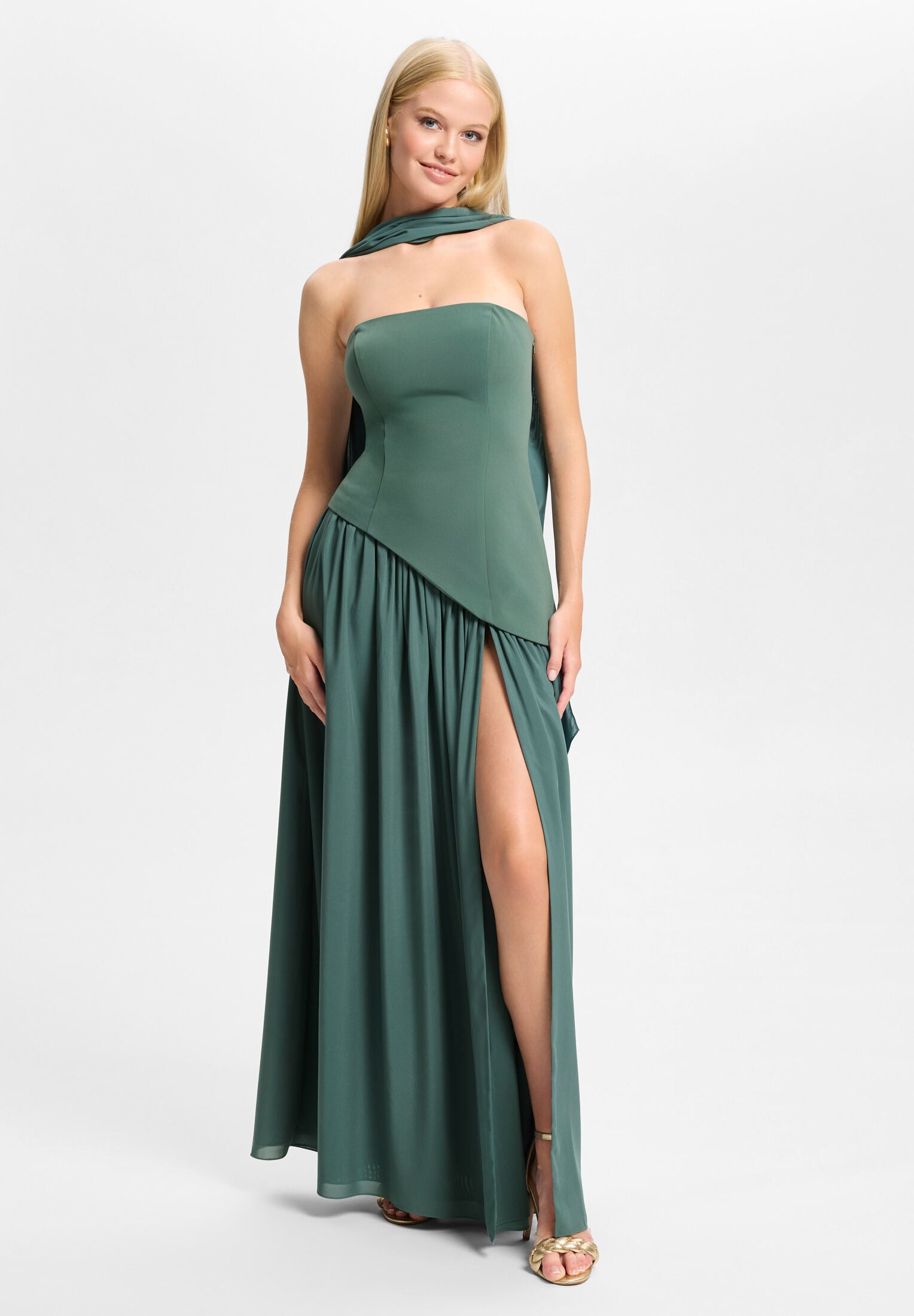 Corsagenkleid mit Beinschlitz deep slate