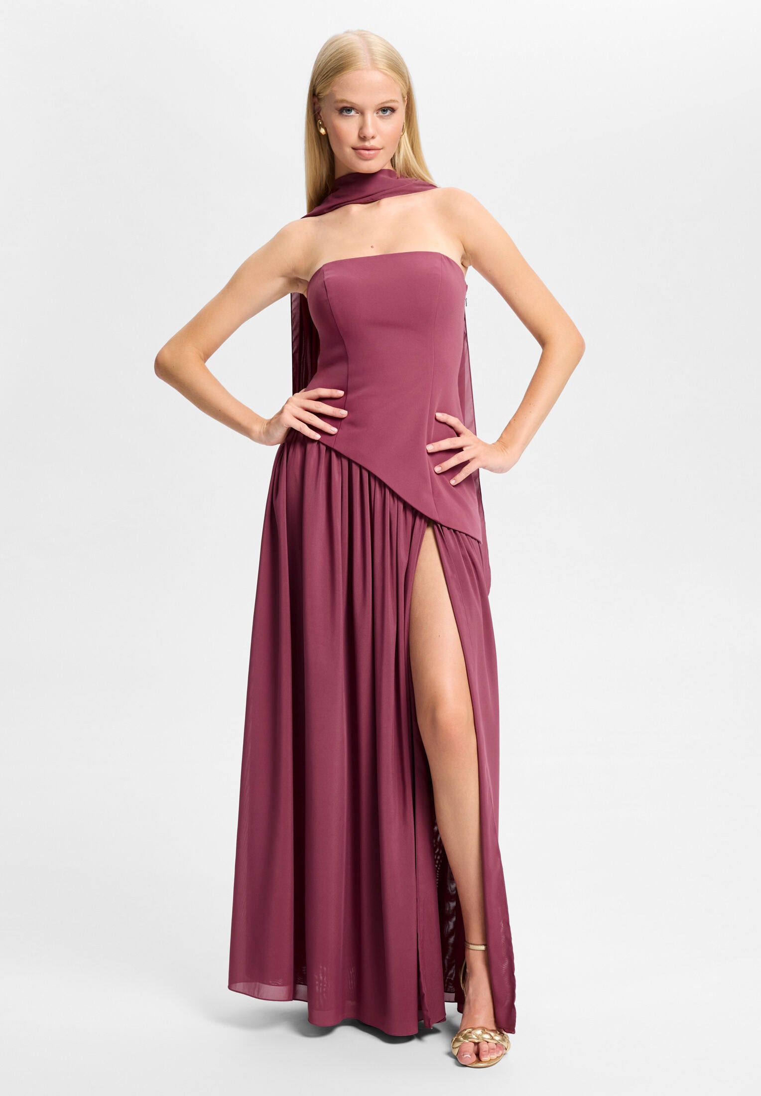 Corsagenkleid mit Beinschlitz copper rose