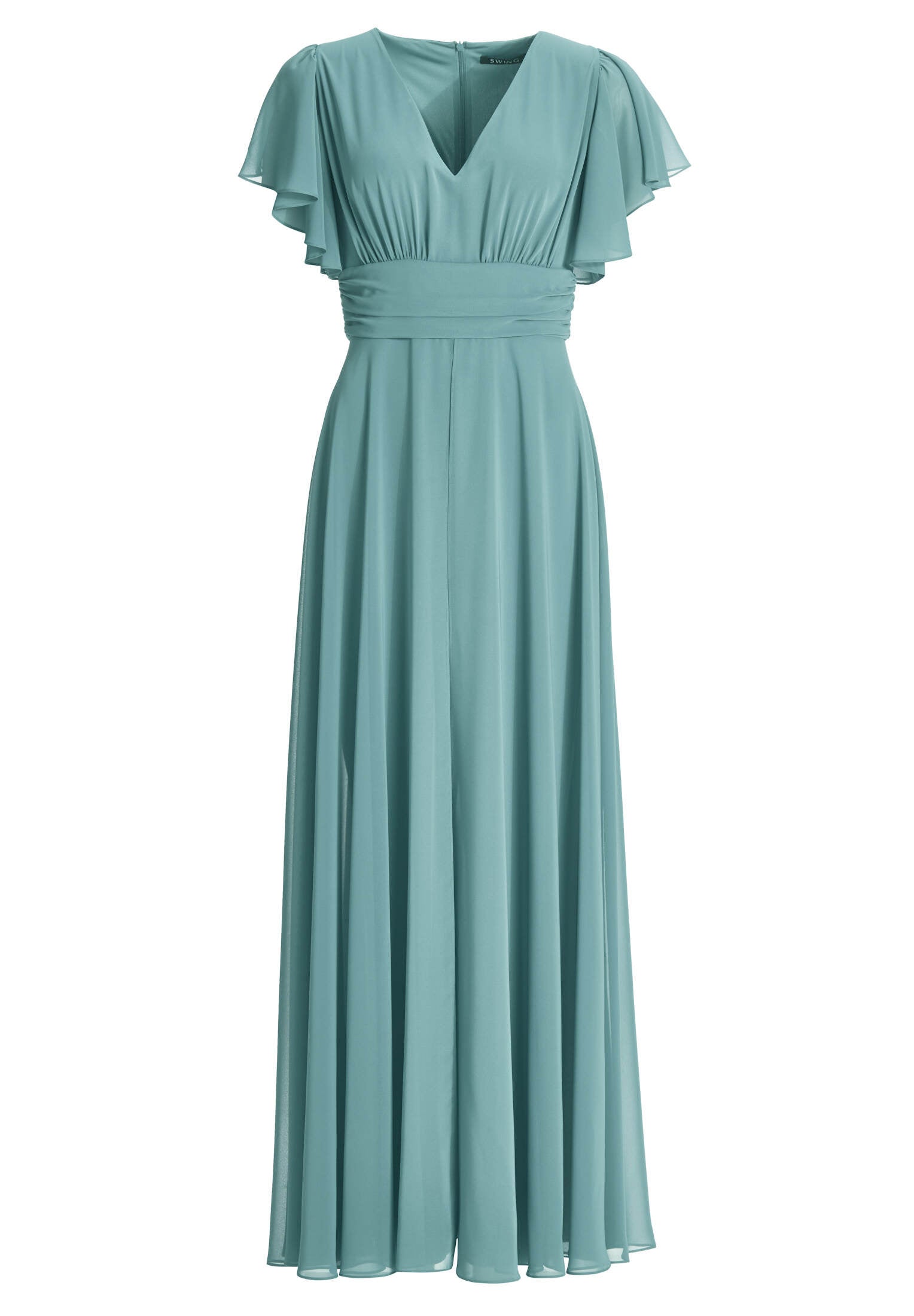 Chiffon Jumpsuit mit Überrock und Volantärmeln