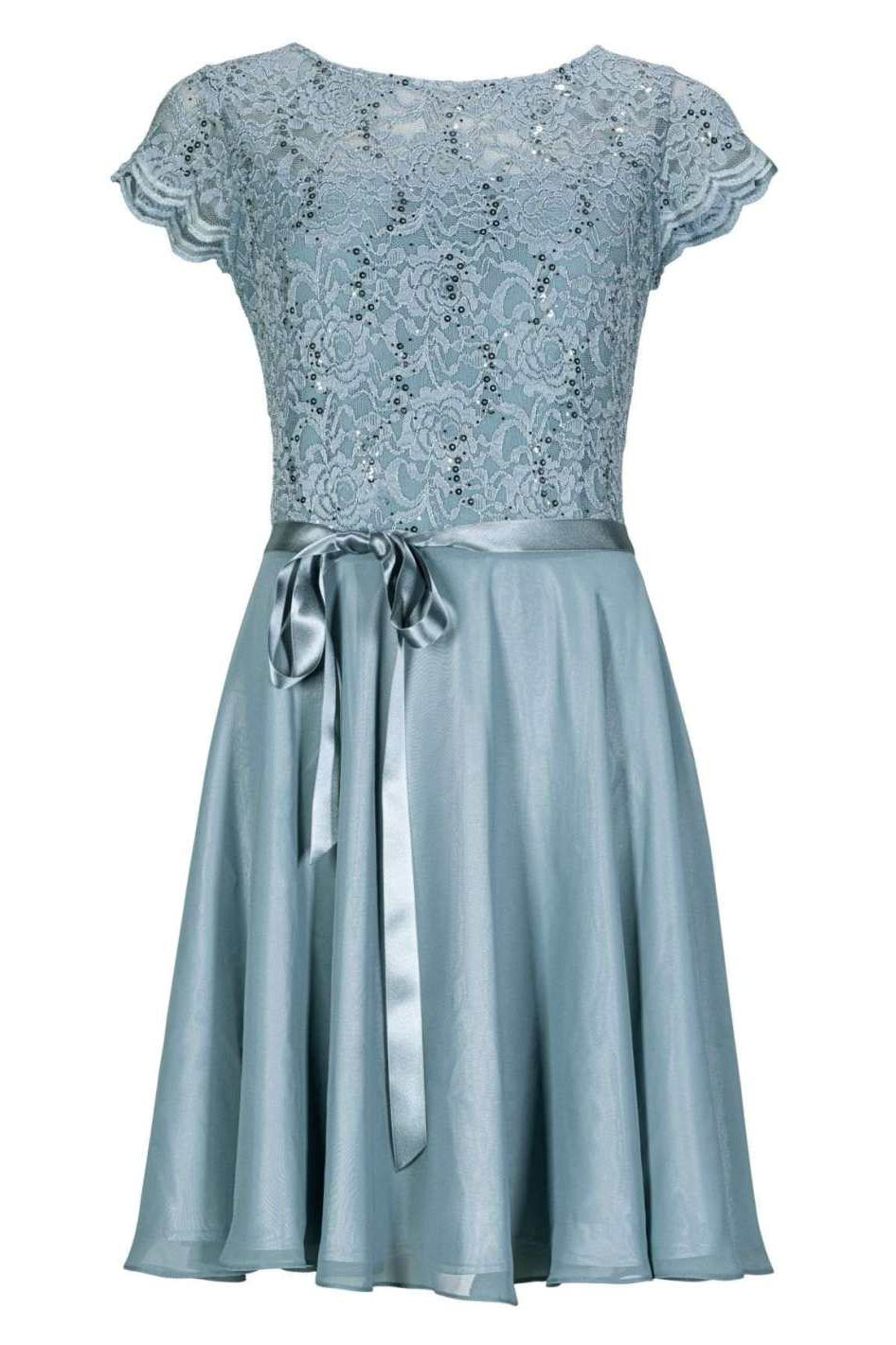 Kleid mit paillettenbesetztem Spitzenoberteil