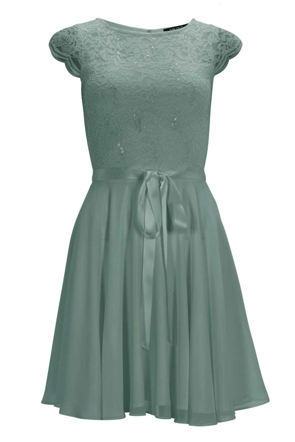 Kleid mit paillettenbesetztem Spitzenoberteil