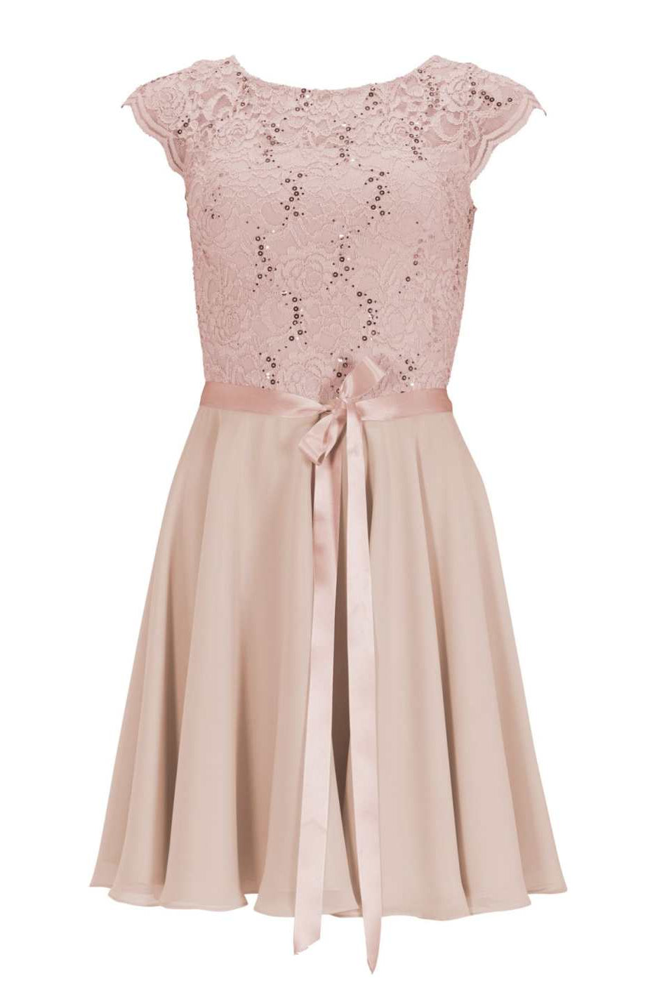 Kleid mit paillettenbesetztem Spitzenoberteil