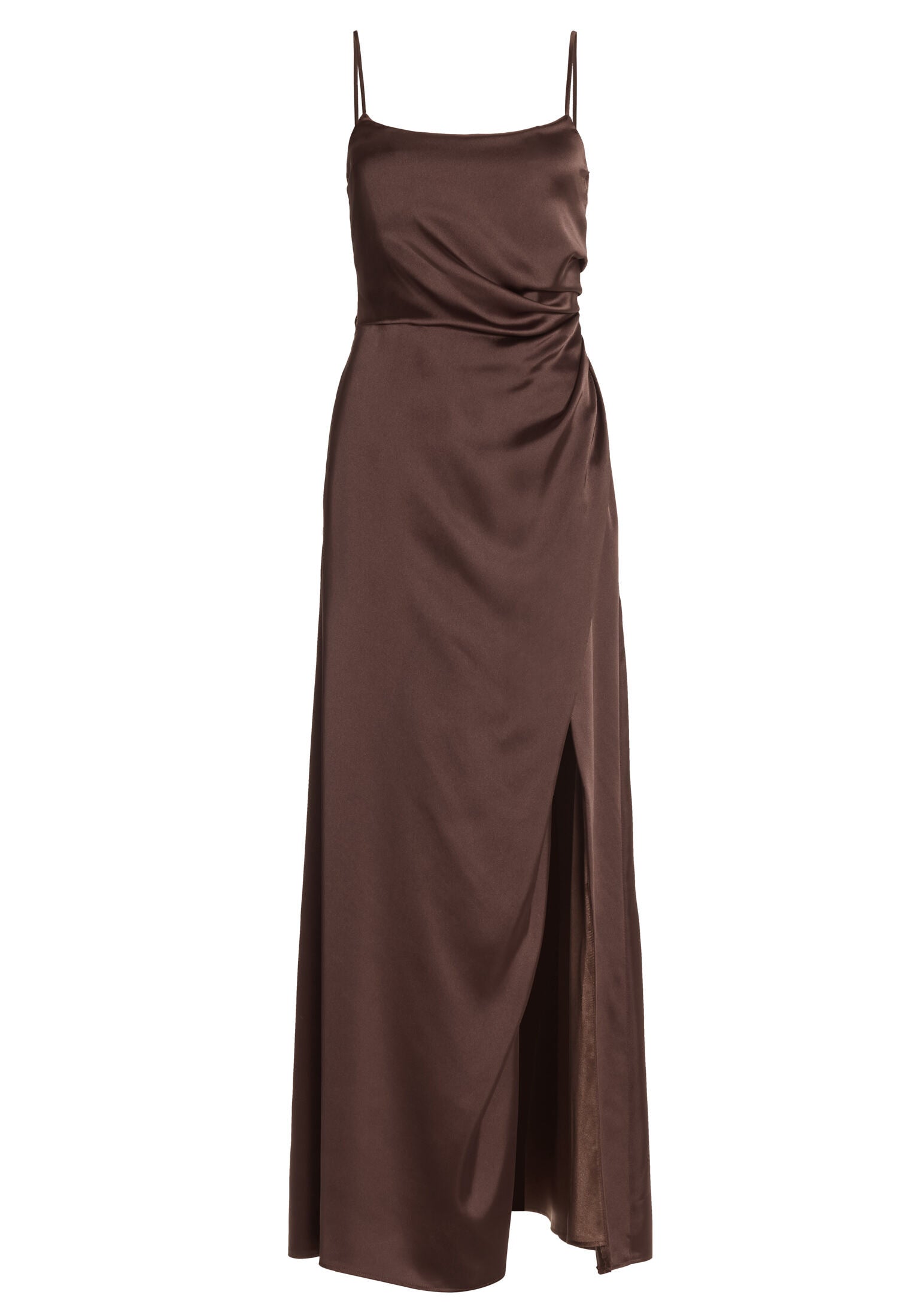 Figurbetontes Abendkleid aus Stretch Satin mit Spaghetti Trägern