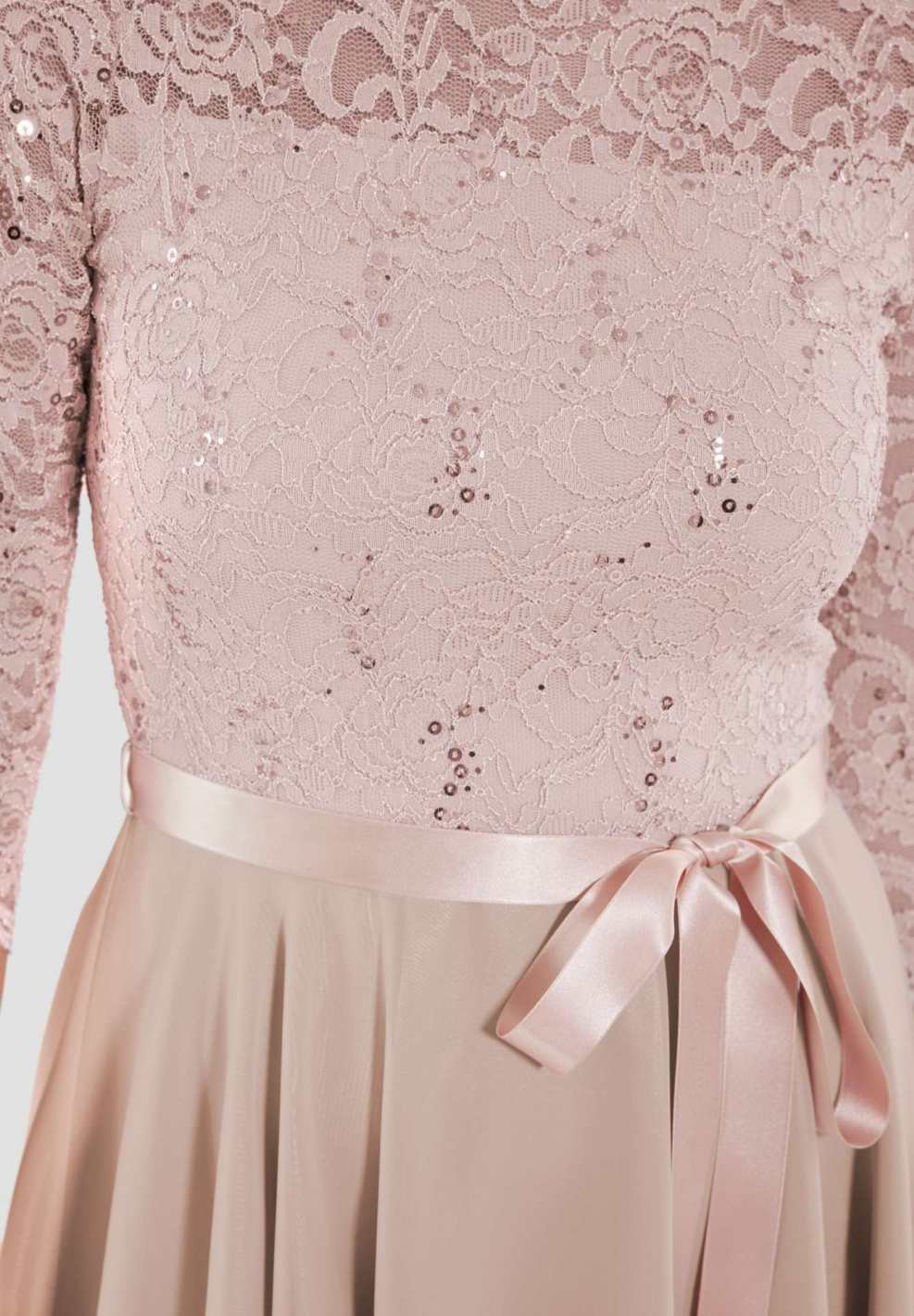 Kleid mit paillettenbesetztem Spitzenoberteil