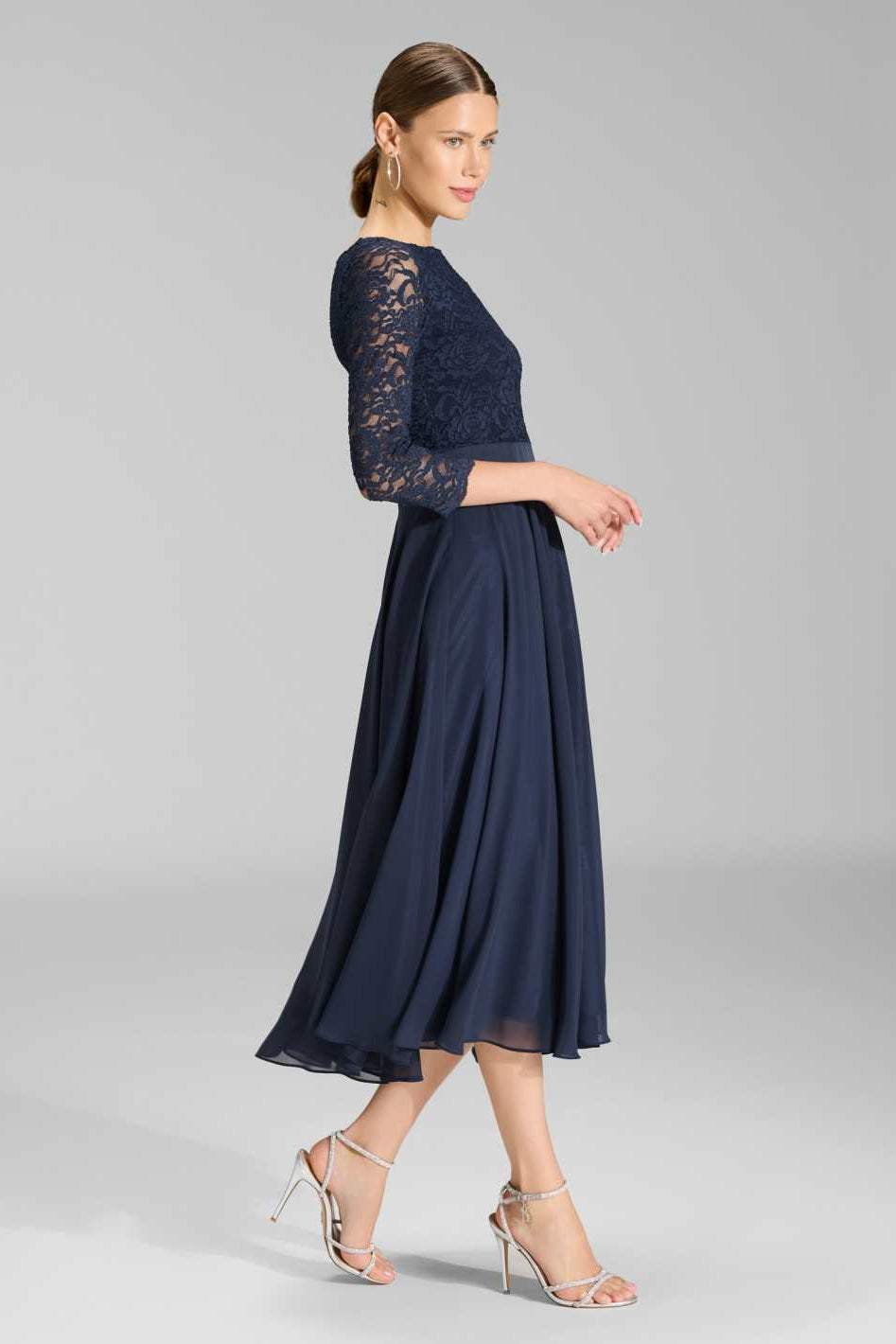 Midikleid mit fließendem Chiffon-Rock