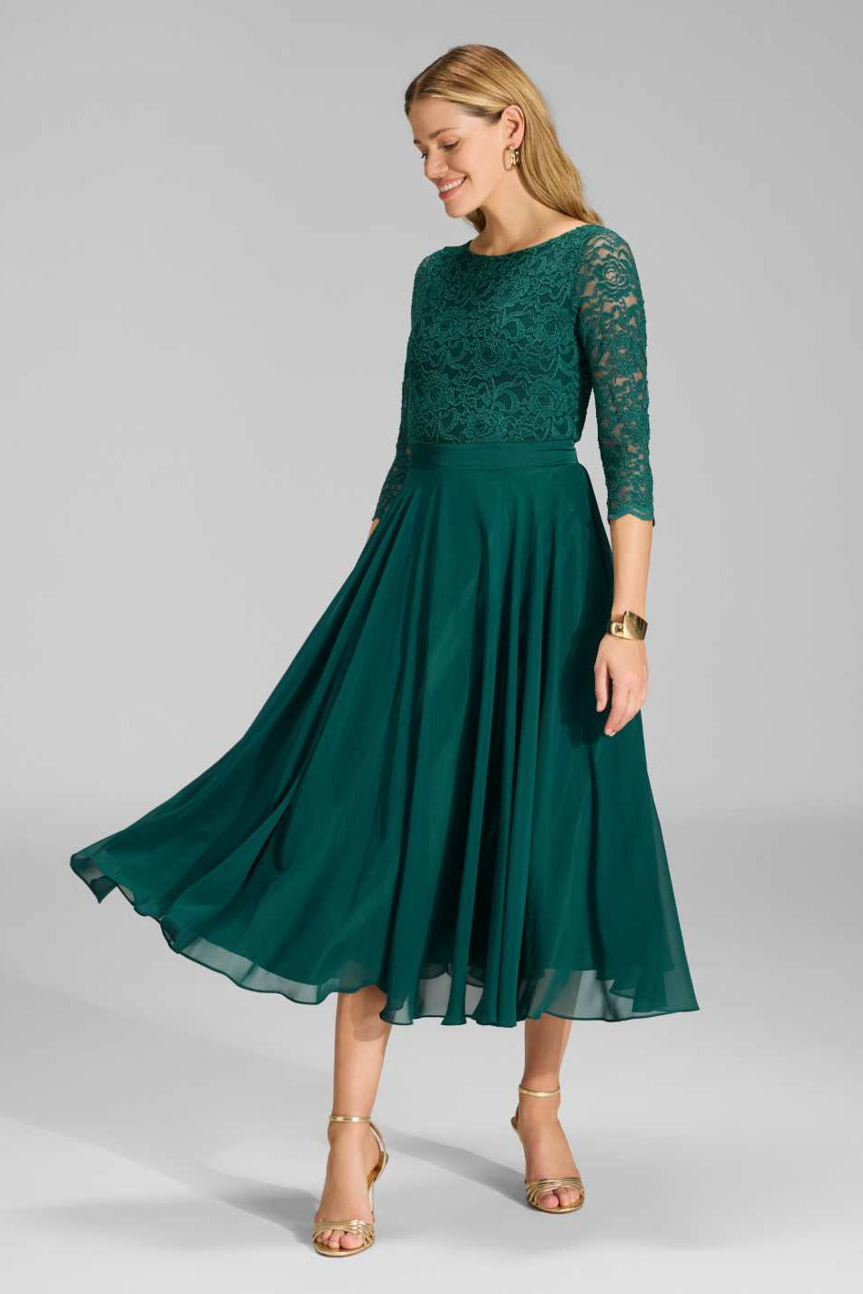 Midikleid mit fließendem Chiffon-Rock