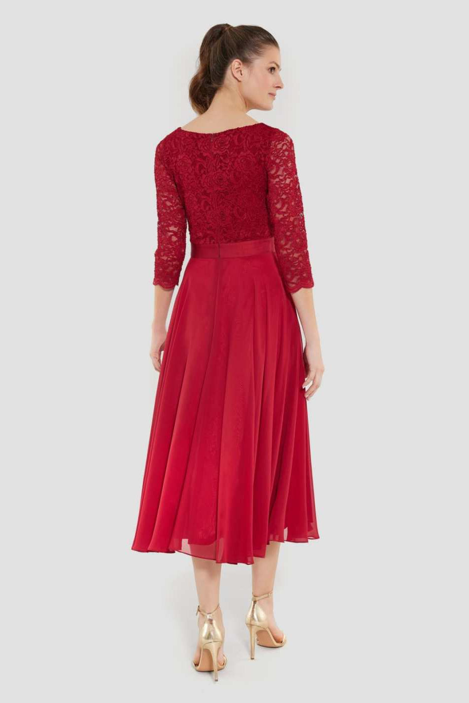 Midikleid mit fließendem Chiffon-Rock