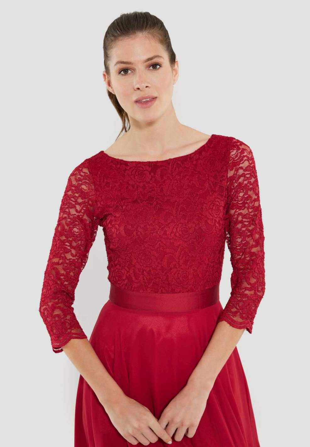 Midikleid mit fließendem Chiffon-Rock