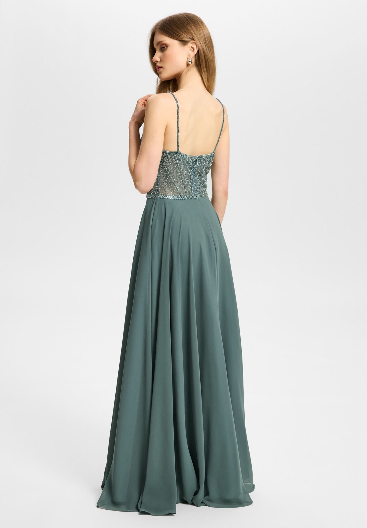 Chiffonkleid mit besticktem Top