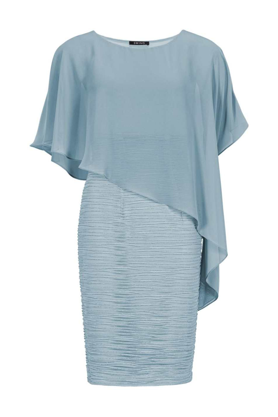 Etuikleid mit asymmetrischem Chiffon-Überwurf
