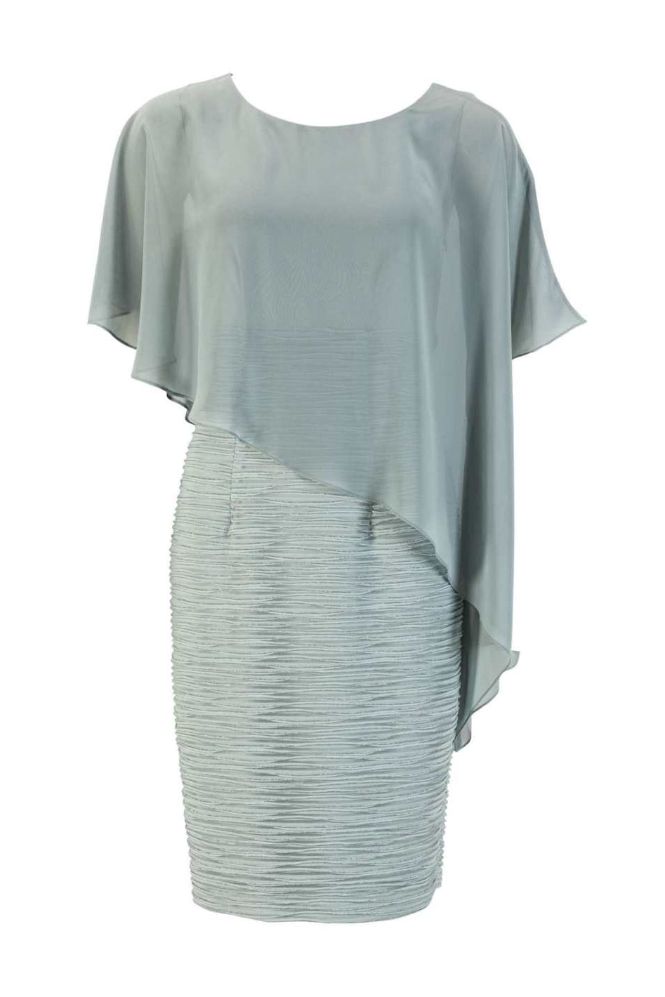 Etuikleid mit asymmetrischem Chiffon-Überwurf