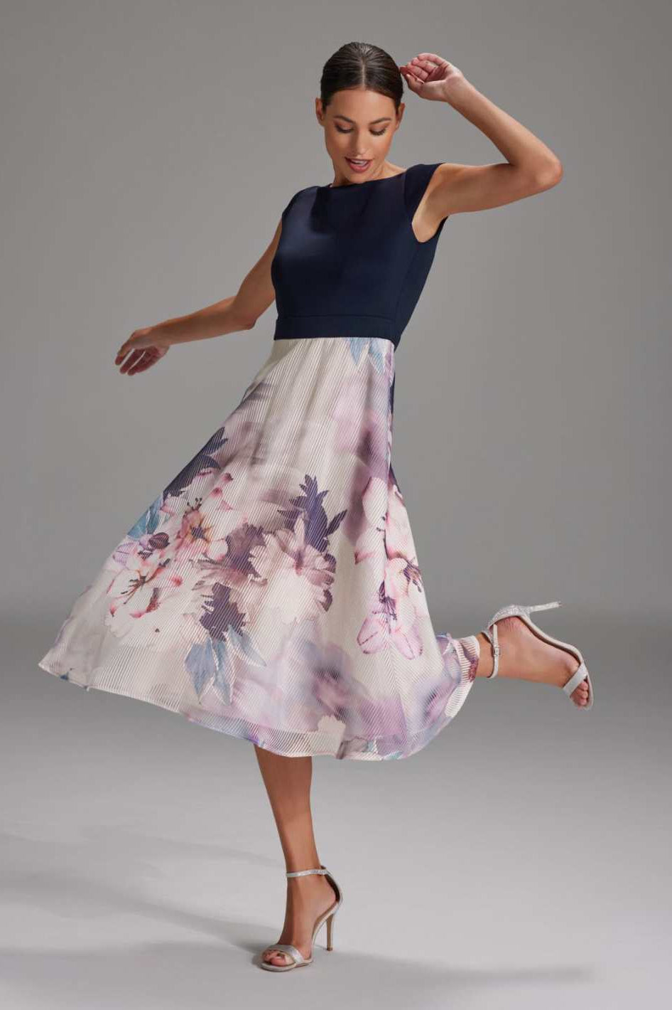 Midikleid mit Aquarell-Print