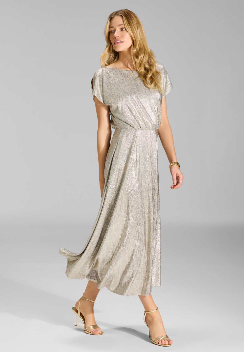 Midikleid aus schimmerndem Jersey