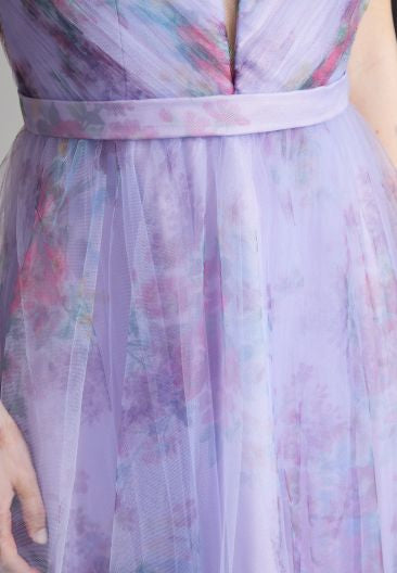 Tüllrobe mit floralem Allover-Print