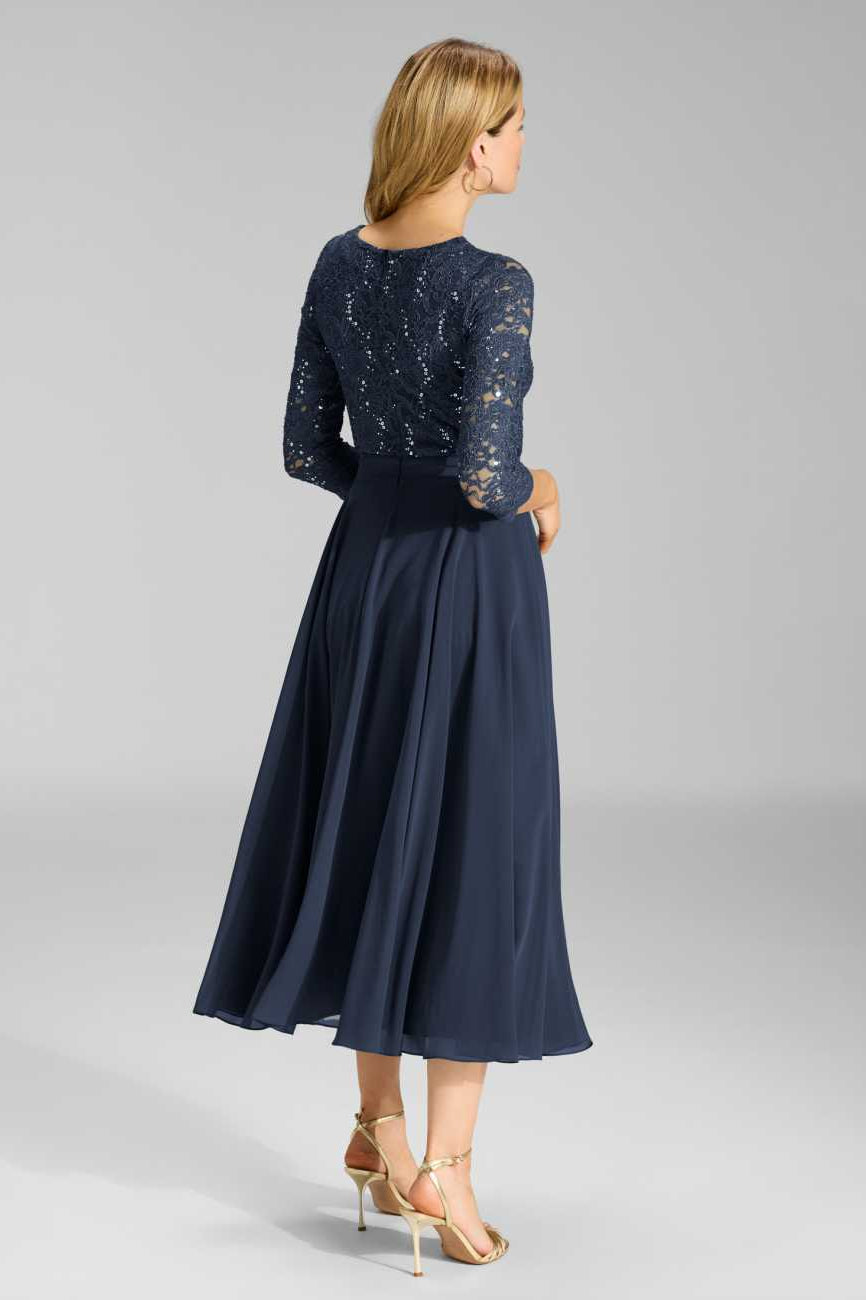 Cocktailkleid aus Material-Mix