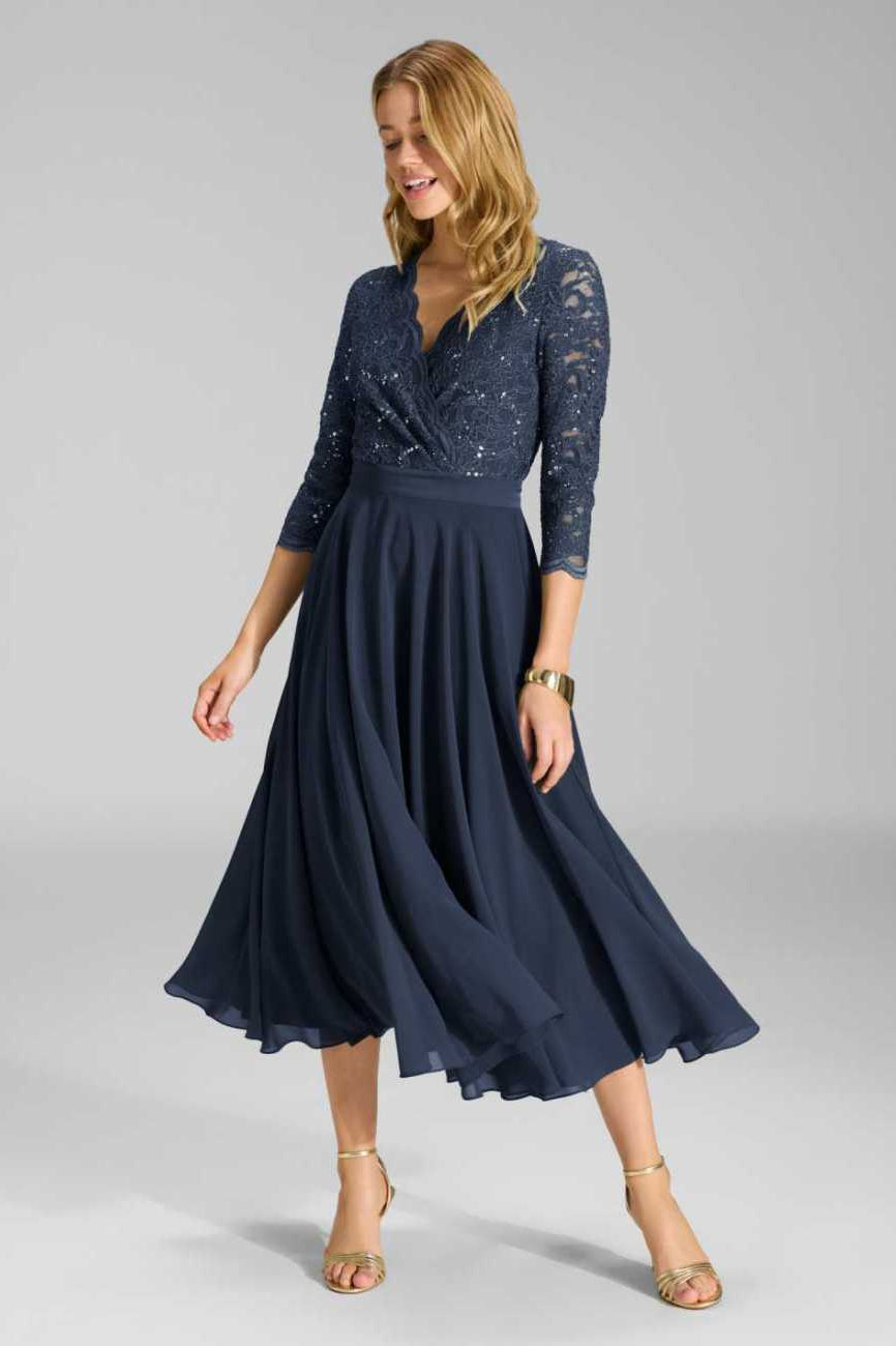 Cocktailkleid aus Material-Mix