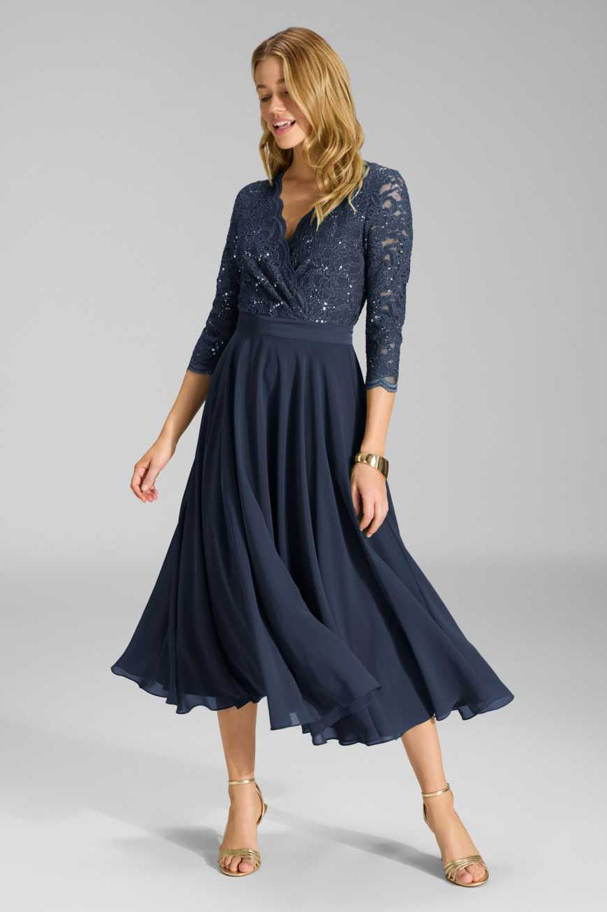 Cocktailkleid aus Material-Mix