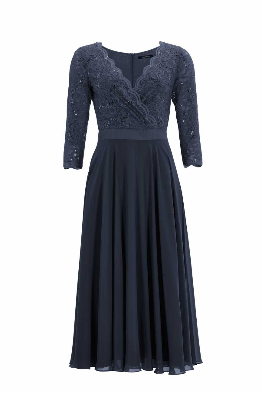 Cocktailkleid aus Material-Mix