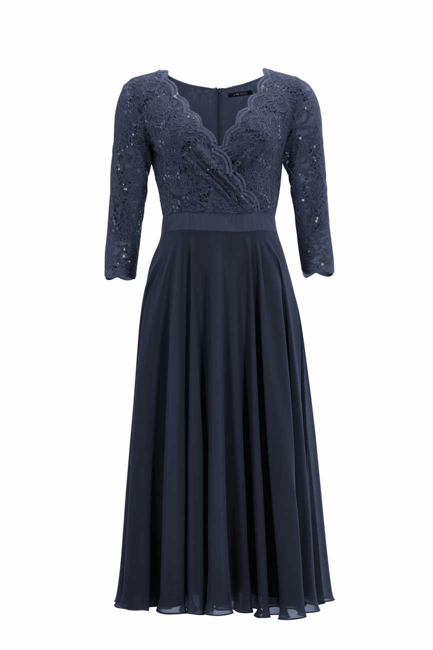 Cocktailkleid aus Material-Mix