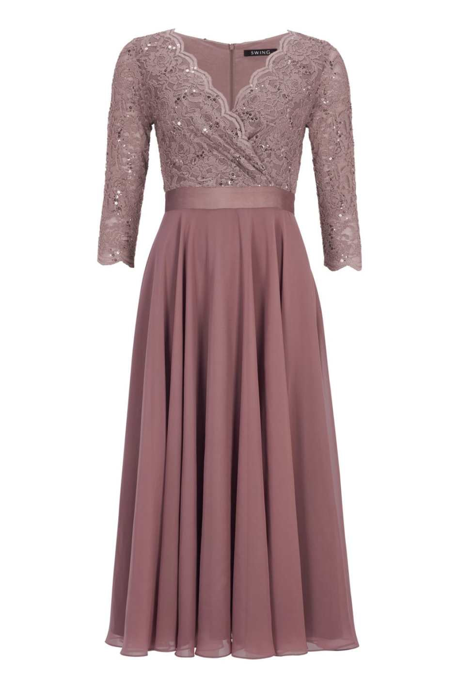 Cocktailkleid aus Material-Mix