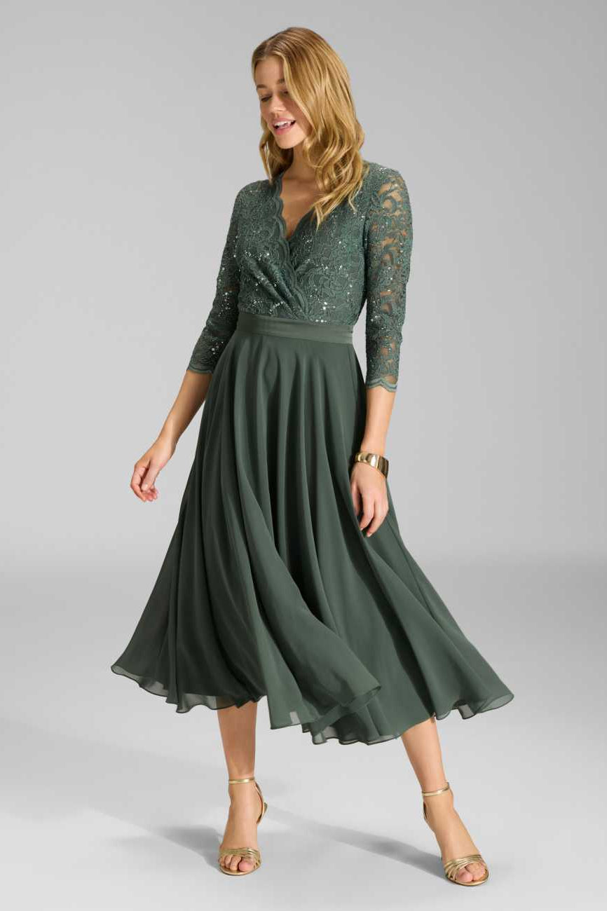 Cocktailkleid aus Material-Mix