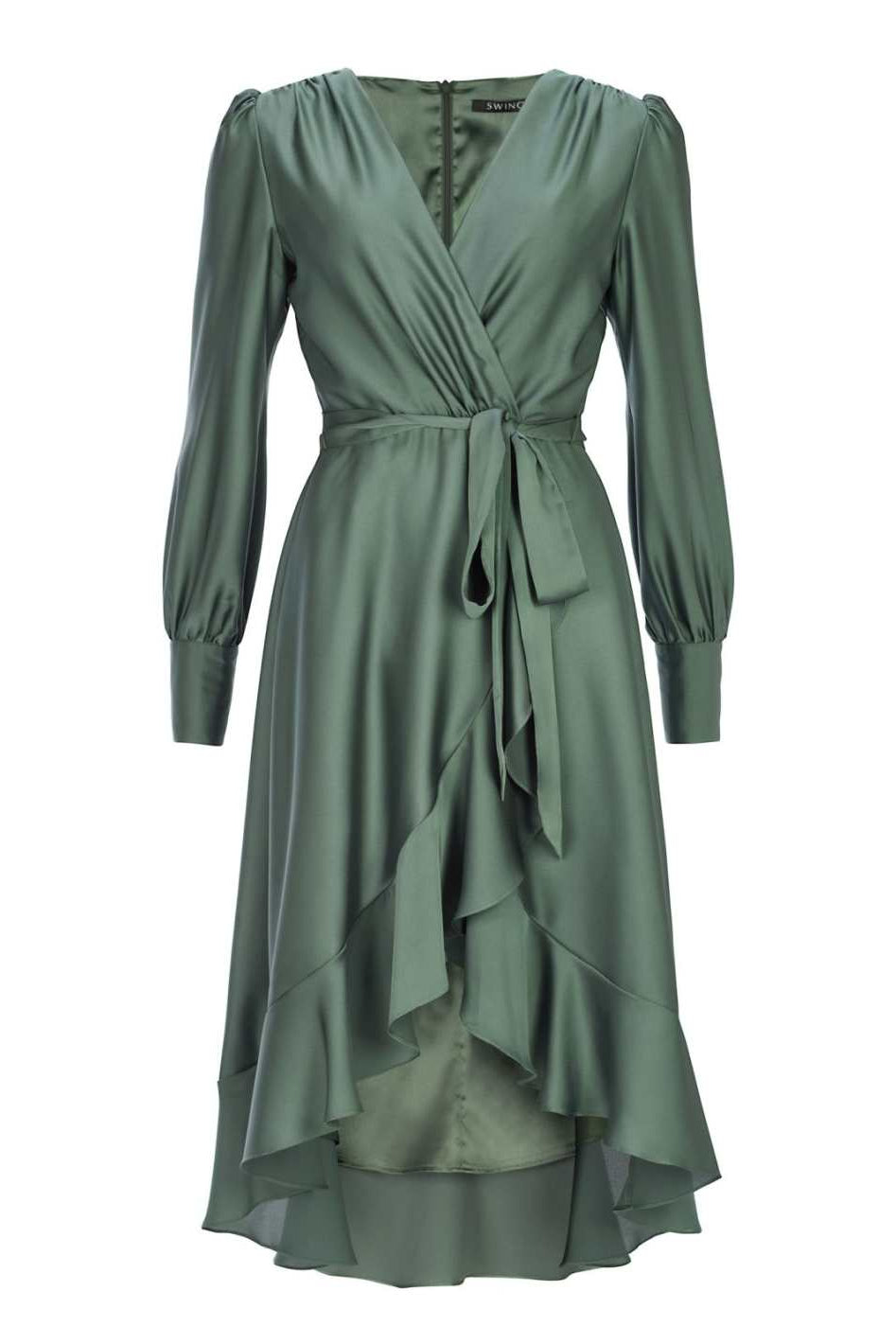Vokuhila-Kleid mit blusigen Ärmeln