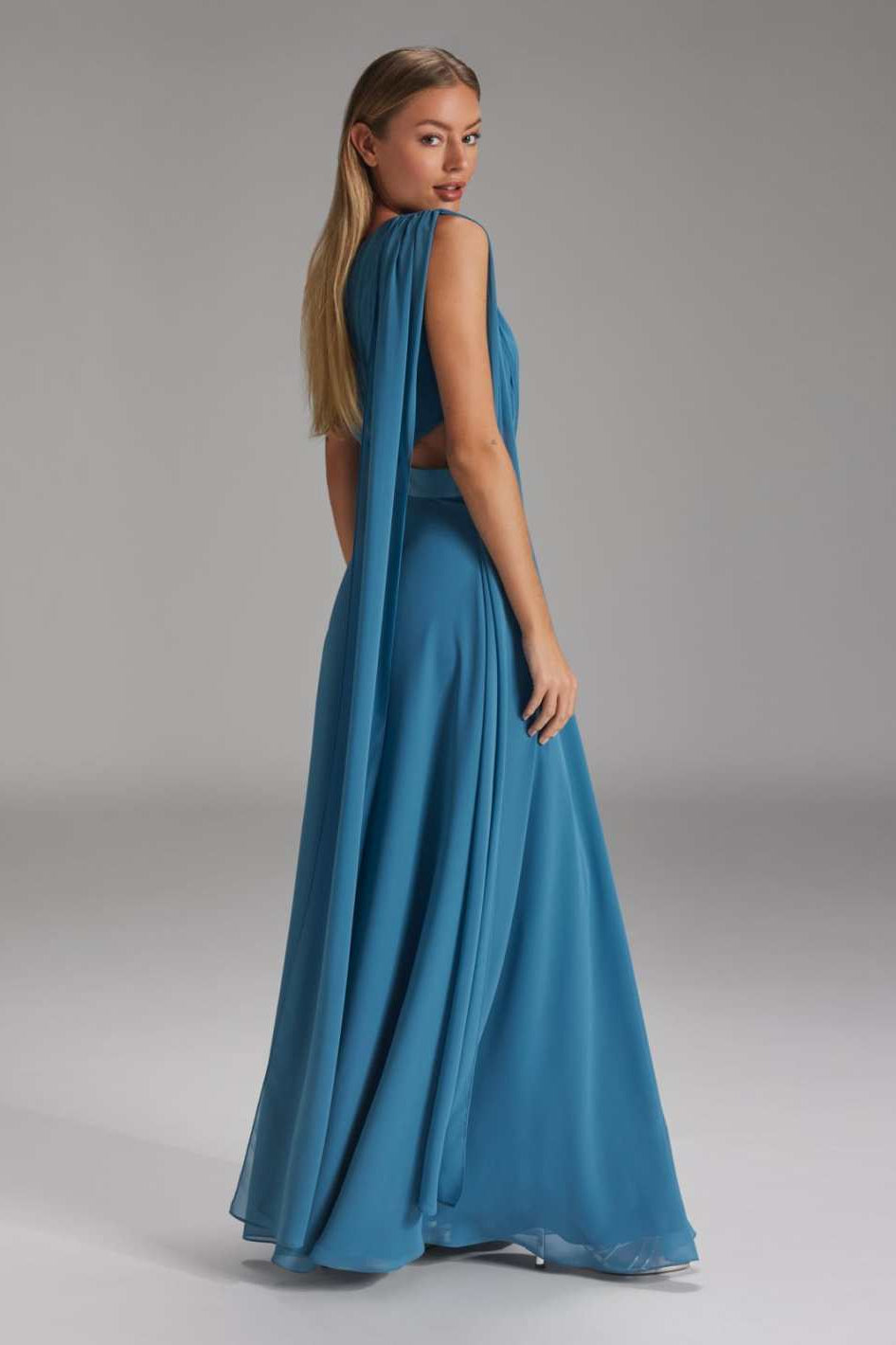 One-Shoulder-Maxikleid aus nachhaltigem Chiffon